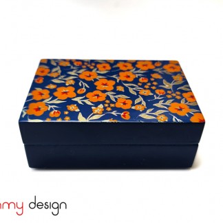 Rectangle lacquer business card box with orange flower pattern 10*7*H4 cm